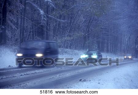 Cars on snowy street, Germany View Large Photo Image Stock Photograph - Cars on snowy street, Germany . Fotosearch