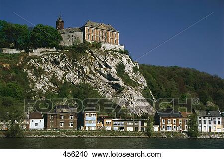 Castle on cliff at waterfront, Belgium View Large Photo Image Stock Image - Castle on cliff at waterfront, Belgium . Fotosearch