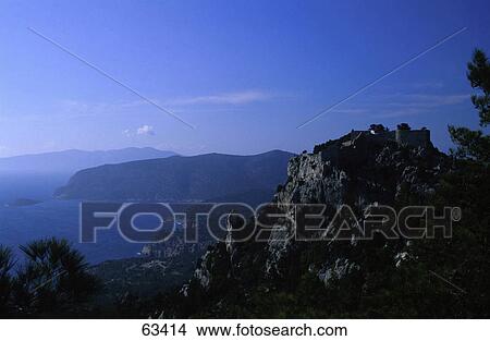 Castle on hill at dusk, Venetian Castle, Rhodes, Dodecanese Islands, Greece View Large Photo Image Picture - Castle on hill at dusk, Venetian Castle, Rhodes, Dodecanese Islands, Greece . Fotosearch