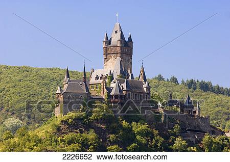 Castle on hill, Reichsburg Castle, Cochem-Zell, Rhineland-Palatinate, Germany View Large Photo Image Stock Image - Castle on hill, Reichsburg Castle, Cochem-Zell, Rhineland-Palatinate, Germany . Fotosearch