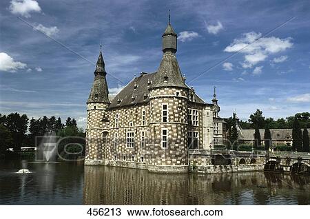 Castle surrounded by moat, Belgium View Large Photo Image Stock Image - Castle surrounded by moat, Belgium . Fotosearch