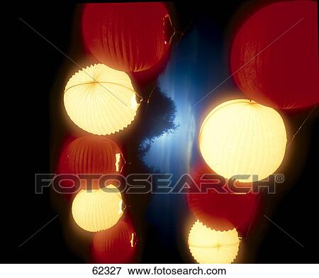 Stock Photo - Chinese lanterns hanging in row . Fotosearch