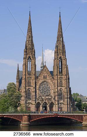 Church at waterfront, Rhine River, St. Paul Cathedral, Strasbourg, Alsace, France View Large Photo Image Stock Photograph - Church at waterfront, Rhine River, St. Paul Cathedral, Strasbourg, Alsace, France . Fotosearch