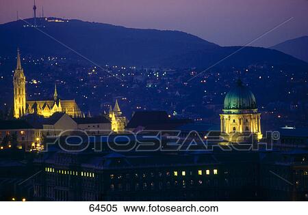 Church lit up at night, Budapest, Hungary View Large Photo Image Stock Photography - Church lit up at night, Budapest, Hungary . Fotosearch