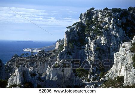 Stock Photograph - Cliffs at coast, Calanque D'En-Vau, Cassis, Provence-Alpes-Cote D'Azur, France . Fotosearch