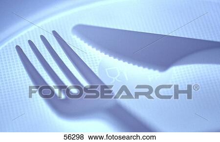 Close-up of a plastic fork and knife View Large Photo Image Stock Photo - Close-up of a plastic fork and knife . Fotosearch