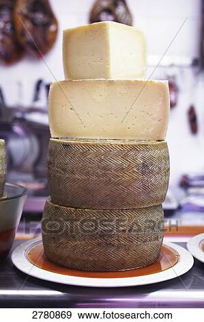 Close-up of assorted cheese in a tower View Large Photo Image Stock Photo - Close-up of assorted cheese in a tower . Fotosearch