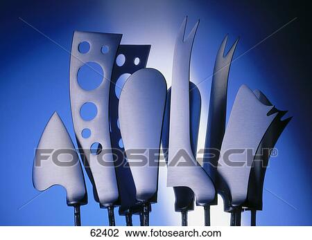 Stock Image - Close-up of assortment of knives . Fotosearch