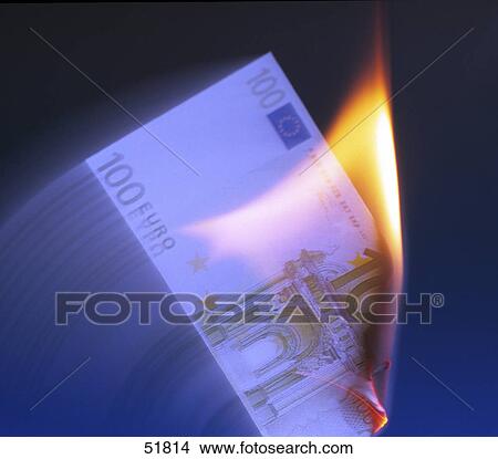 Close-up of burning one hundred euro banknote View Large Photo Image Picture - Close-up of burning one hundred euro banknote . Fotosearch