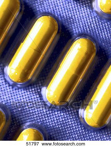 Stock Photo - Close-up of capsules in blister pack . Fotosearch