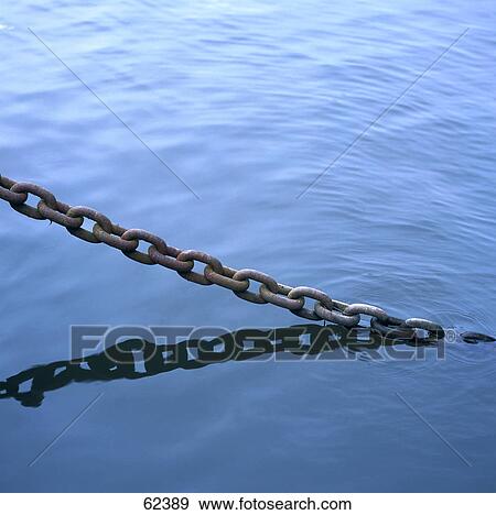 Close-up of chain links and water View Large Photo Image Stock Photo - Close-up of chain links and water . Fotosearch