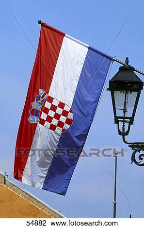 Stock Image - Close-up of Croatian flag, Croatia, Europe . Fotosearch