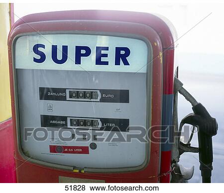 Stock Photo - Close-up of gasoline pump at gas station . Fotosearch