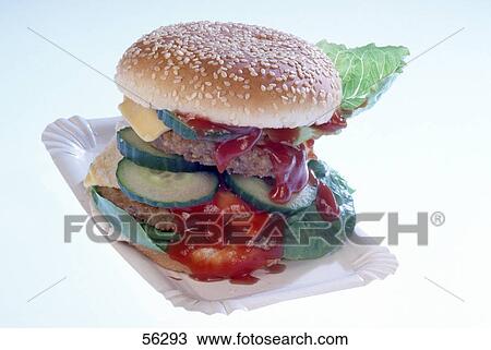 Close-up of hamburger View Large Photo Image Stock Image - Close-up of hamburger . Fotosearch