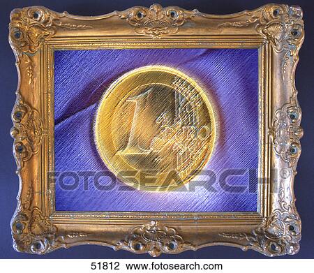 Close-up of One euro coin in picture frame View Large Photo Image Stock Image - Close-up of One euro coin in picture frame . Fotosearch