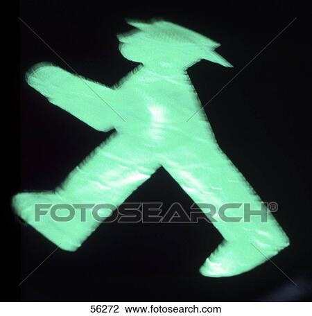 Stock Image - Close-up of pedestrian crossing sign . Fotosearch