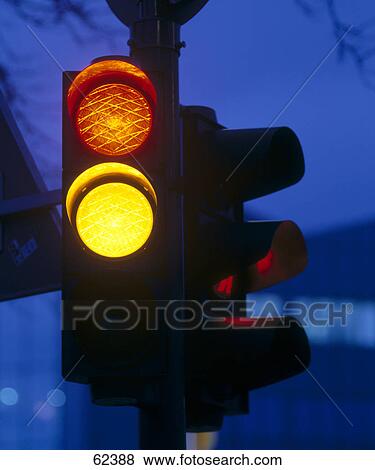 Close-up of red and yellow traffic lights View Large Photo Image Stock Photo - Close-up of red and yellow traffic lights . Fotosearch