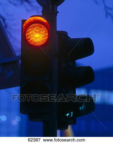 Stock Photo - Close-up of red traffic light . Fotosearch