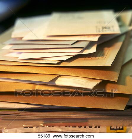 Close-up of stacks of envelopes View Large Photo Image Stock Photo - Close-up of stacks of envelopes . Fotosearch