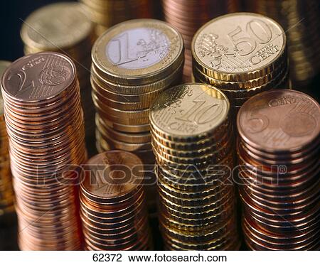 Close-up of stacks of European Union coins View Large Photo Image Stock Image - Close-up of stacks of European Union coins . Fotosearch