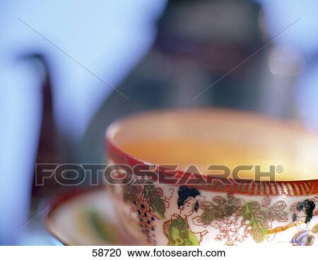 Stock Image - Close-up of tea cup, Asia . Fotosearch