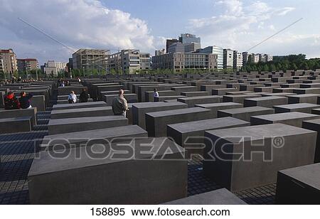 Stock Photography - Concrete steles at memorial, Holocaust Memorial, Berlin, Germany . Fotosearch