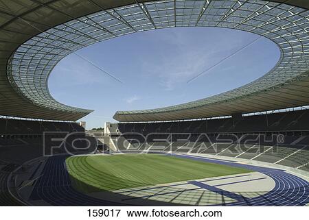 Empty soccer stadium, Olympic Stadium, Berlin, Germany View Large Photo Image Stock Photo - Empty soccer stadium, Olympic Stadium, Berlin, Germany . Fotosearch