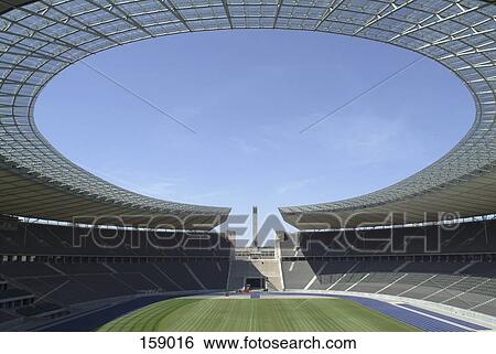 Empty soccer stadium, Olympic Stadium, Berlin, Germany View Large Photo Image Stock Photograph - Empty soccer stadium, Olympic Stadium, Berlin, Germany . Fotosearch