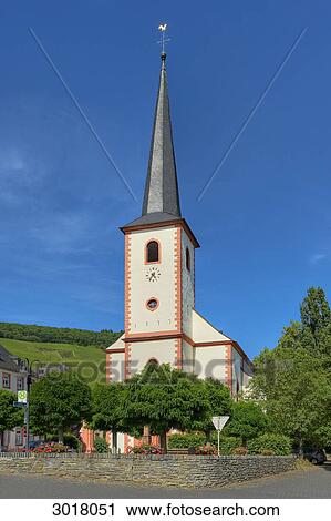 Exterior view of the St. Michael parish church, Piesport, Germany View Large Photo Image Stock Image - Exterior view of the St. Michael parish church, Piesport, Germany . Fotosearch