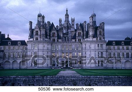 Stock Photograph - Facade of castle, Chambord Castle, Loire Valley, France . Fotosearch