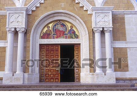 Facade of church, Basilica Of St. Paul, Harissa, Lebanon View Large Photo Image Stock Photo - Facade of church, Basilica Of St. Paul, Harissa, Lebanon . Fotosearch