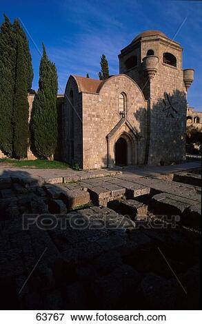 Facade of church, Rhodes, Dodecanese Islands, Greece View Large Photo Image Stock Photo - Facade of church, Rhodes, Dodecanese Islands, Greece . Fotosearch