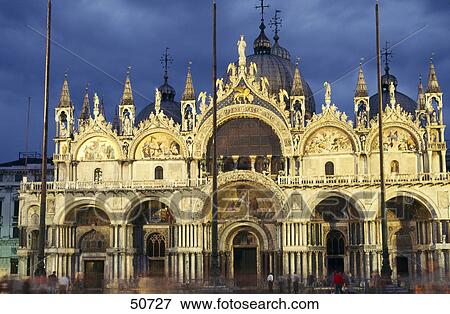Stock Photo - Facade of church, St. Mark's Cathedral, Venice, Veneto, Italy . Fotosearch