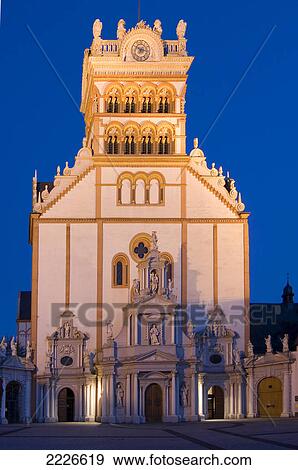 Stock Photo - Facade of church, St. Matthiaskirche, Trier, Germany . Fotosearch
