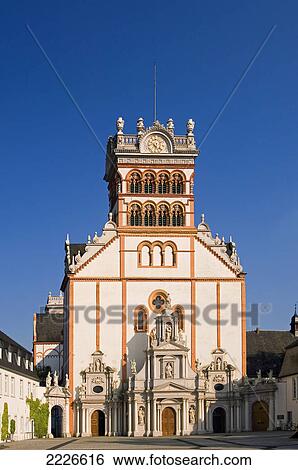 Stock Photograph - Facade of church, St. Matthiaskirche, Trier, Germany . Fotosearch