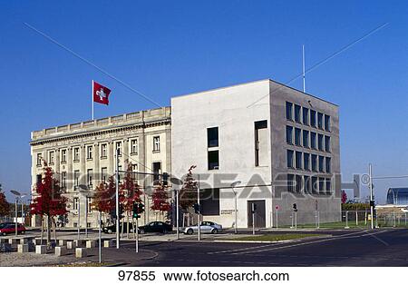 Stock Photography - Facade of embassy building, Swiss Embassy, Berlin, Germany . Fotosearch