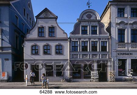 Stock Photo - Facade of houses, Cottbus, Brandenburg, Germany . Fotosearch