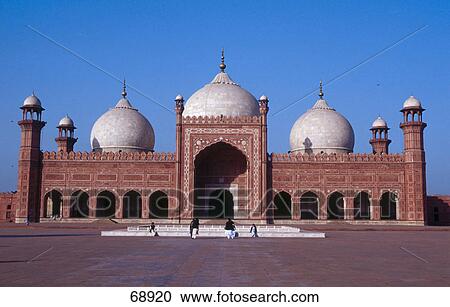 Stock Image - Facade of mosque, Badshahi Masjid, Lahore, Pakistan . Fotosearch