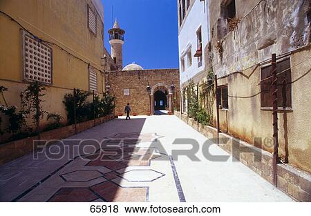 Stock Photo - Facade of mosque, Omari Mosque, Sidon, South Governorate, Lebanon . Fotosearch