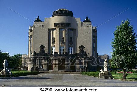 Stock Image - Facade of municipal theater, Cottbus, Brandenburg, Germany . Fotosearch