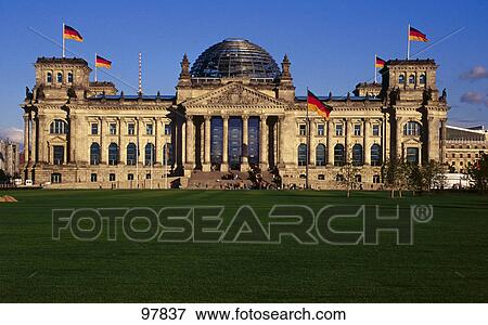 Facade of parliament building, Reichstag, Berlin, Germany View Large Photo Image Stock Photo - Facade of parliament building, Reichstag, Berlin, Germany . Fotosearch