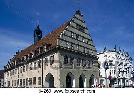 Facade of town hall, Greifswald, Mecklenburg-Western Pomerania, Germany View Large Photo Image Stock Photo - Facade of town hall, Greifswald, Mecklenburg-Western Pomerania, Germany . Fotosearch