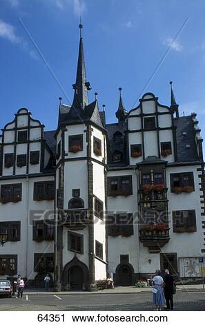 Facade of town hall, Saalfeld, Saalfeld-Rudolstadt, Thuringia, Germany View Large Photo Image Stock Image - Facade of town hall, Saalfeld, Saalfeld-Rudolstadt, Thuringia, Germany . Fotosearch