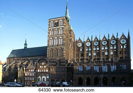Facade of town hall, Stralsund, Mecklenburg-Western Pomerania, Germany View Large Photo Image Stock Image - Facade of town hall, Stralsund, Mecklenburg-Western Pomerania, Germany . Fotosearch