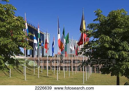 Flags in front of government building, European Court of Justice, Luxembourg View Large Photo Image Stock Photo - Flags in front of government building, European Court of Justice, Luxembourg . Fotosearch
