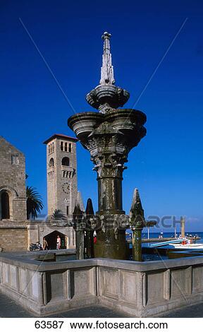 Fountain against clear blue sky, Mandraki Port, Rhodes, Dodecanese Islands, Greece View Large Photo Image Stock Photo - Fountain against clear blue sky, Mandraki Port, Rhodes, Dodecanese Islands, Greece . Fotosearch