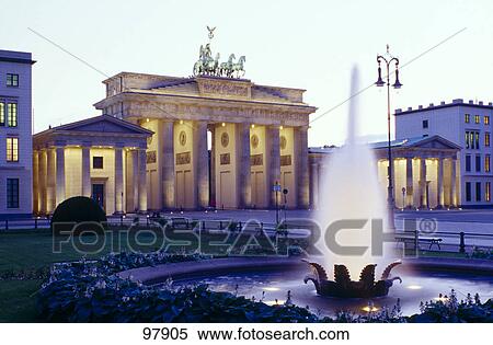 Fountain in front of memorial gate, Brandenburg Gate, Berlin, Germany View Large Photo Image Stock Photography - Fountain in front of memorial gate, Brandenburg Gate, Berlin, Germany . Fotosearch