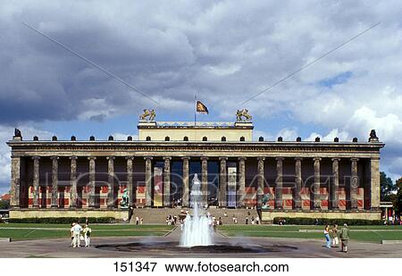 Stock Photo - Fountain in front of museum, Altes Museum, Lustgarten, Museum Island, Berlin, Germany . Fotosearch