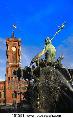 Fountain in front of Town Hall, Neptune Fountain, Berlin Town Hall, Berlin, Germany View Large Photo Image Stock Image - Fountain in front of Town Hall, Neptune Fountain, Berlin Town Hall, Berlin, Germany . Fotosearch