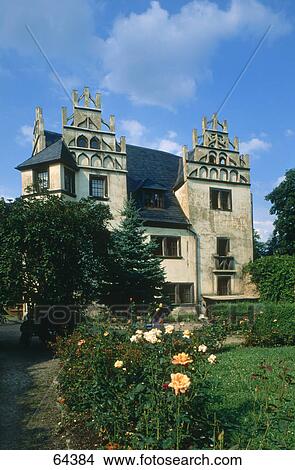 Garden in front of old building, Thuringia, Germany View Large Photo Image Picture - Garden in front of old building, Thuringia, Germany . Fotosearch